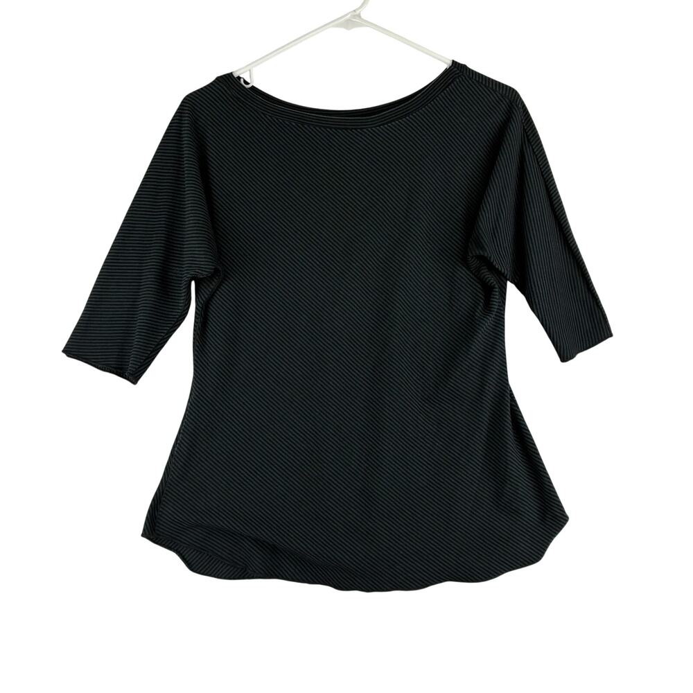 Angelrox Doleman Sleeve Bamboo Organic Cotton Top Women M/L Black Capsule Ribbed